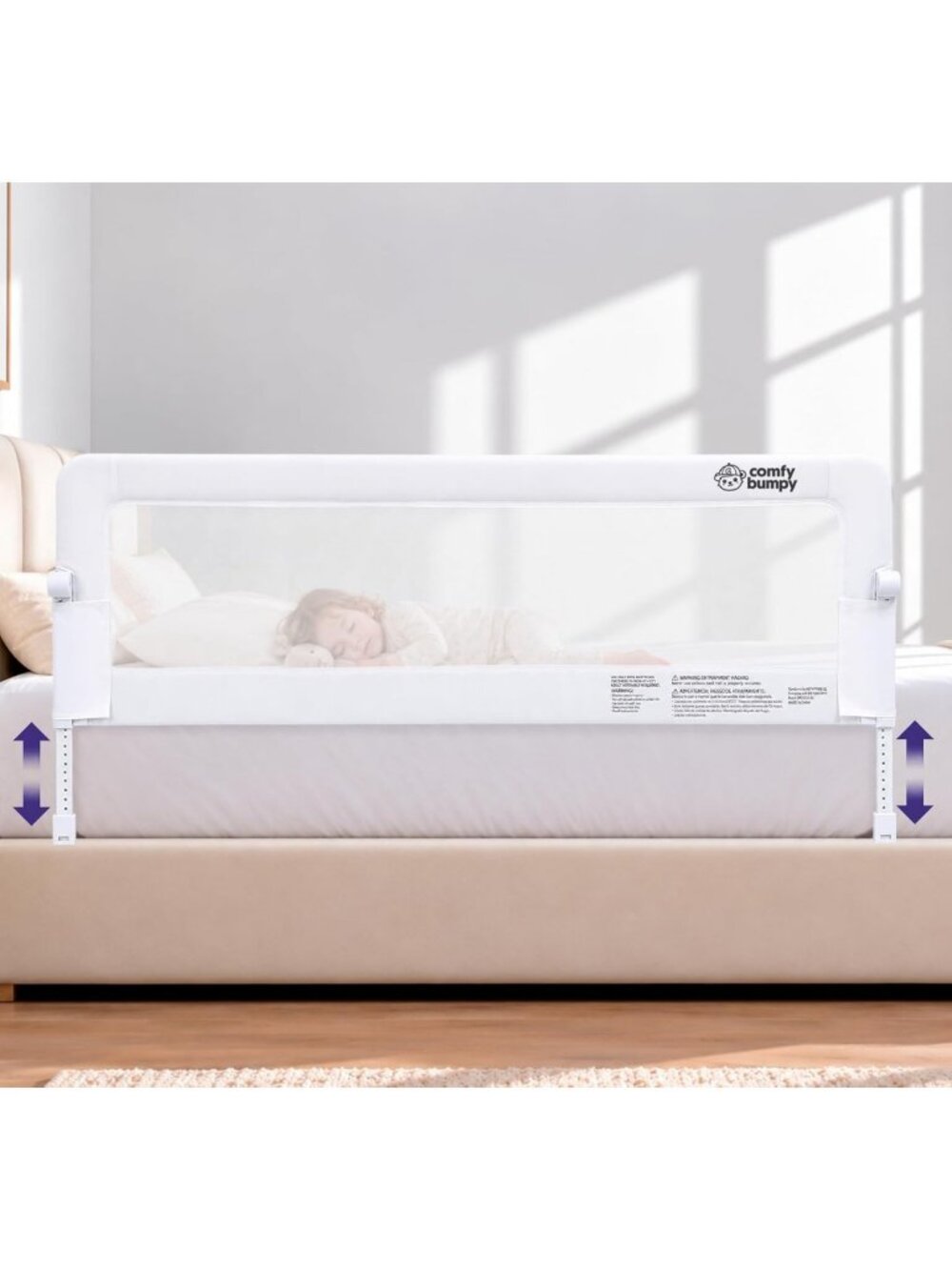 Adjustable Bed Rail for Toddlers, Swing-Down Safety Guard, Extra-Long & Sturdy